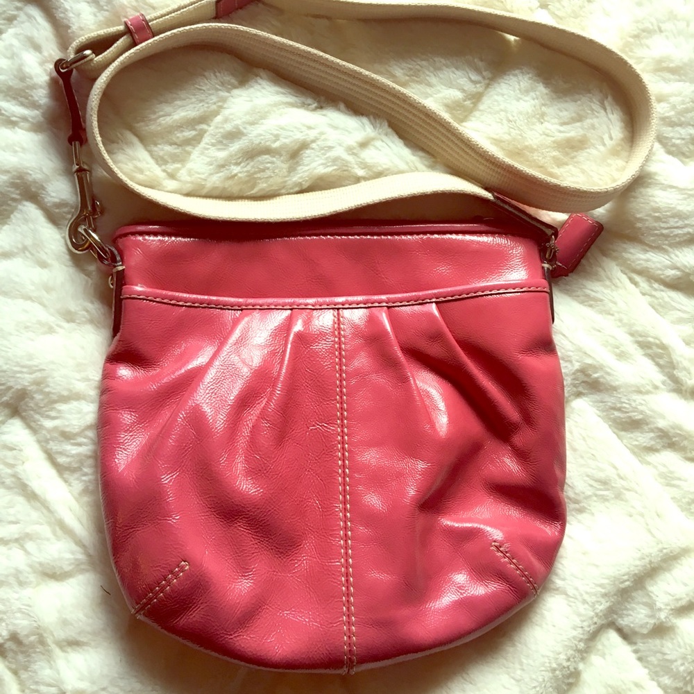Coach crossbody pink patent leather purse
